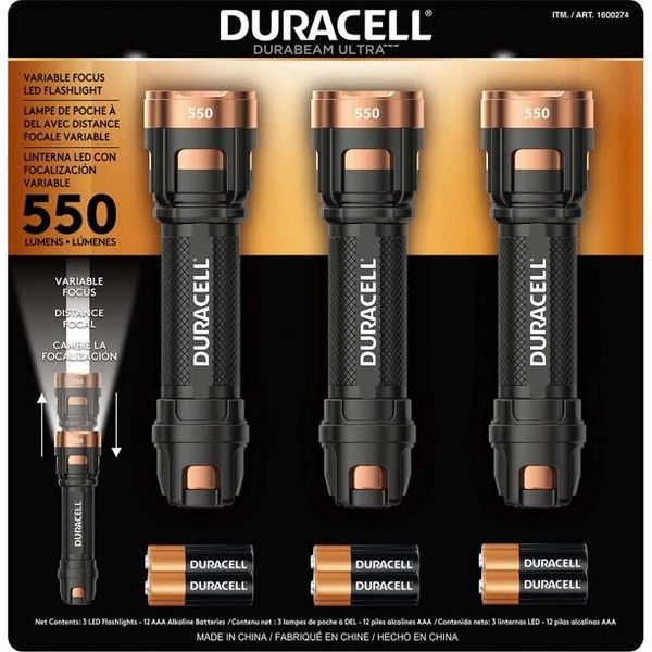 Duracell Durabeam Ultra LED Flashlight, 550 Lumens (3 Count)