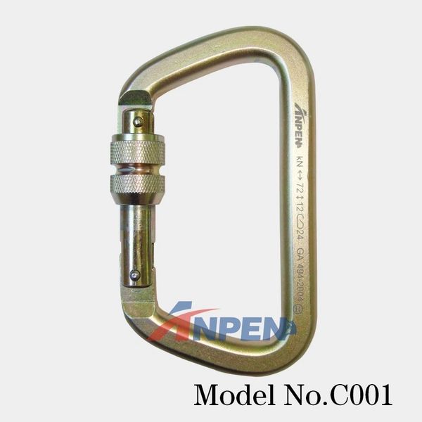 C001 Manual Locking D-shaped Steel Caribiner