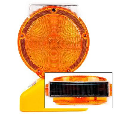Solar Rechargeable Traffic Construction Barricade LED Warning Light, 3-Way Blink