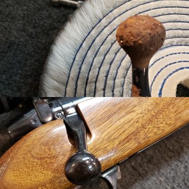 Before and after pic of a Weatherby bolt handle