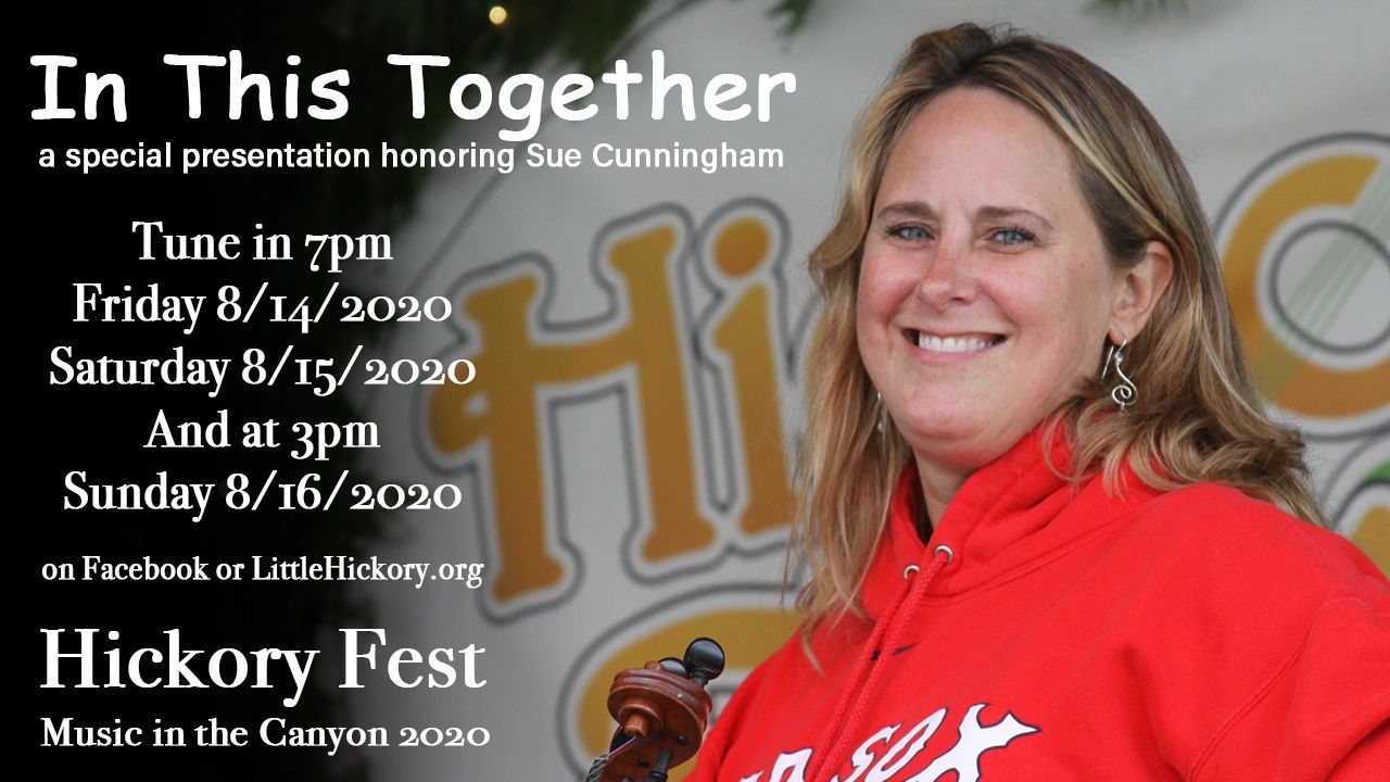 Woman in red hoodie promoting Hickory Fest honoring Sue Cunningham in 2020.