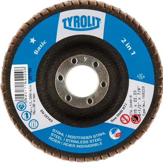 4.5" x 7/8" TYROLIT 2in1 Basic Flap Discs