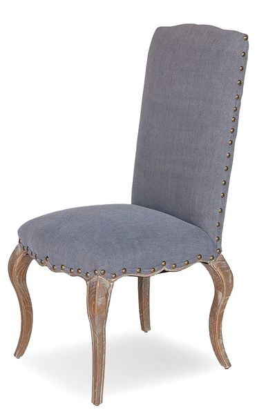 Dining Side Chair Set of 2 Blue Linen