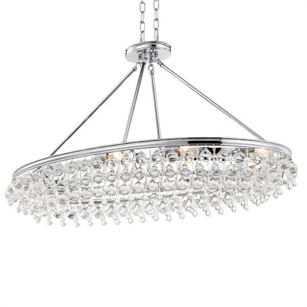 Oval Chandelier Crystal Teardrop & Polished Chrome