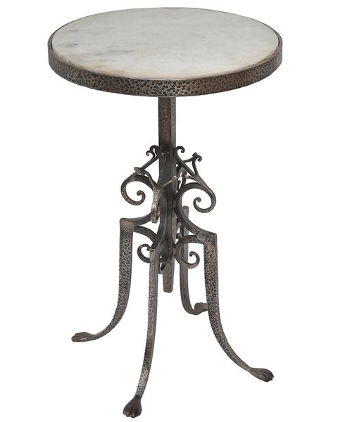 Side Table w/ Marble Top & Iron Base