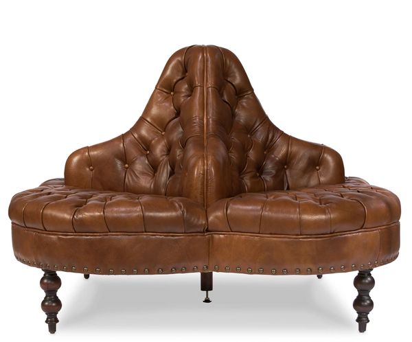 Lobby Sofa in Vintage Brown Tufted Leather