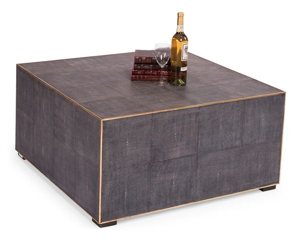Leather Coffee Table in Antique Gray