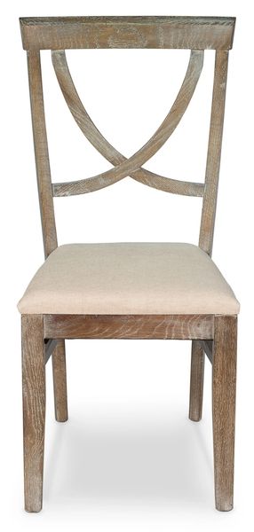 Whitewash Oak Dining Chair Linen Set of 2