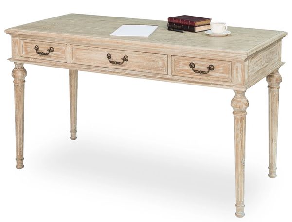 Oak Desk Whitewash Turned Legs Office Bravo Interiors