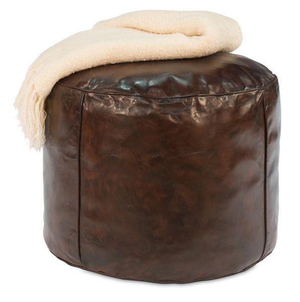 Leather Ottoman Stool Antique Brown