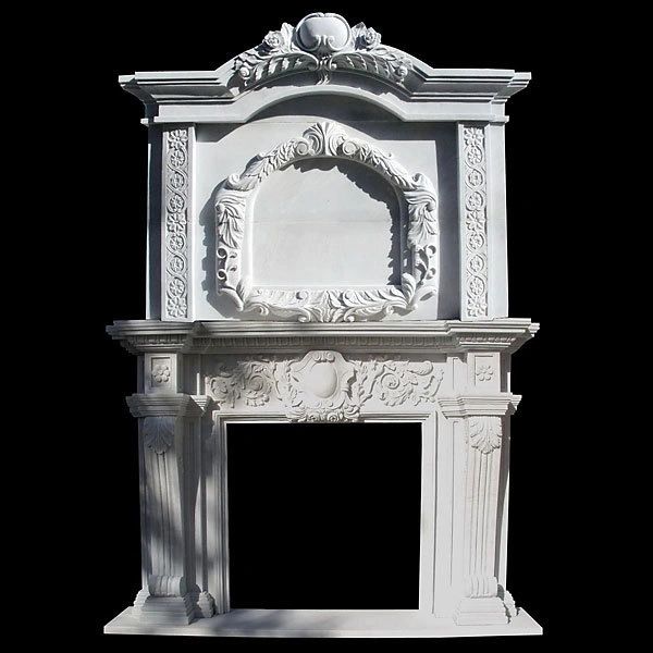 Mantel Solid Hand Carved White Marble