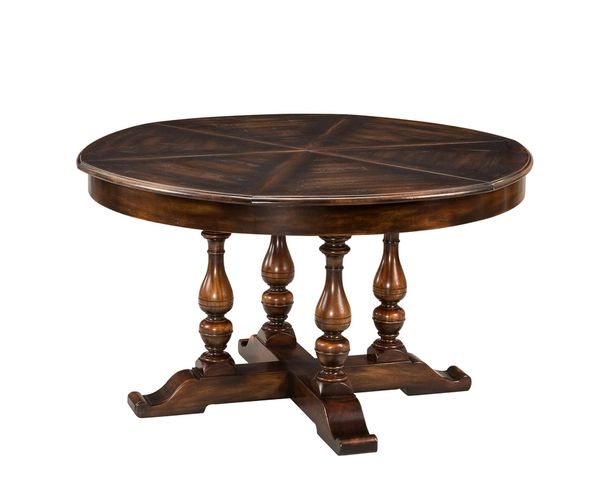 Jupe Dining Table Round Walnut w/ Turned Legs