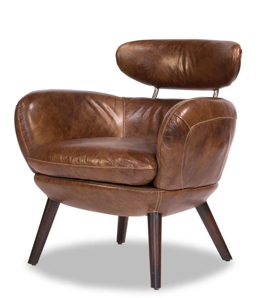 Mid Century Armchair Brown Leather Modern