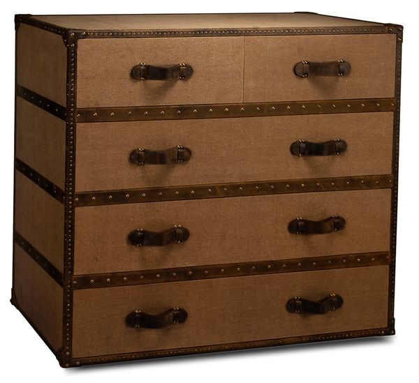 Safari Trunk Tan Canvas Chest of Drawers Martelle International