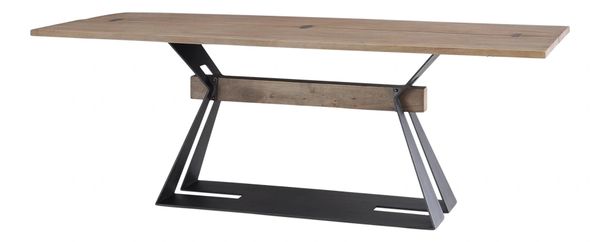 Industrial Dining Table Acacia Wood and Steel