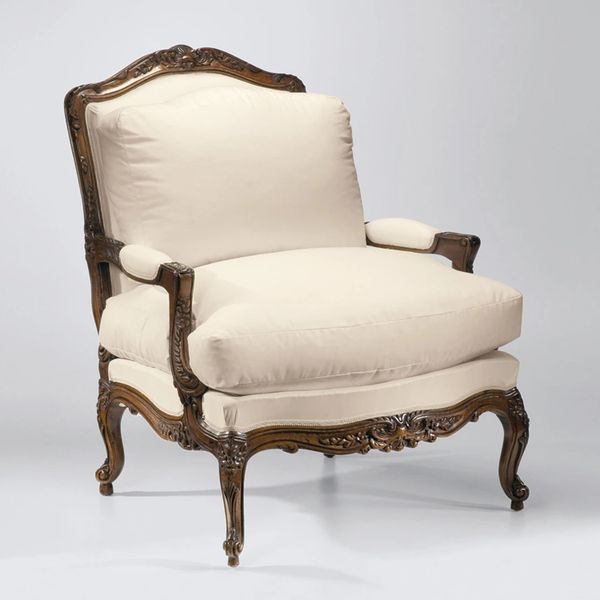 Neoclassical Armchair with Off-White Cushions