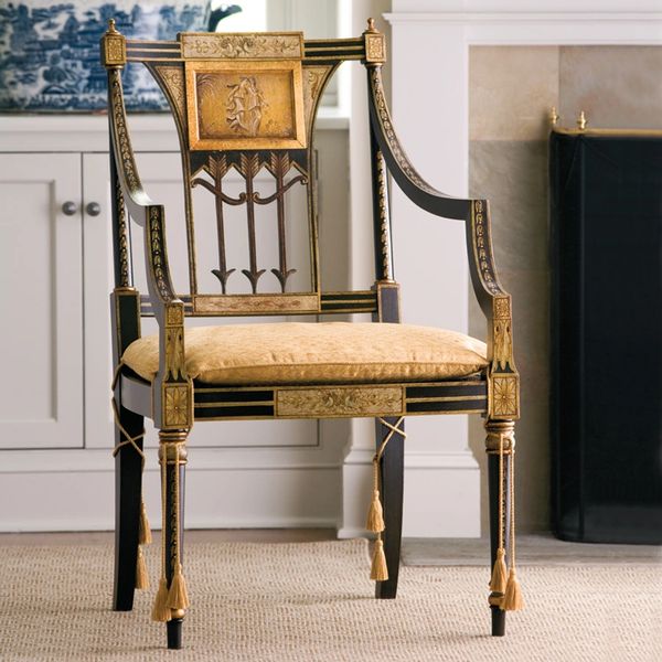 Sheraton Armchair Hand-Painted Black and Gold
