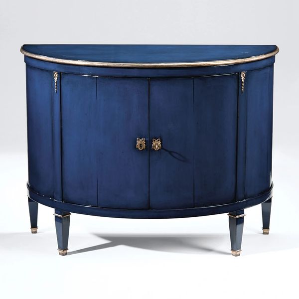 Blue Credenza Demilune Brass Hardware Martelle International