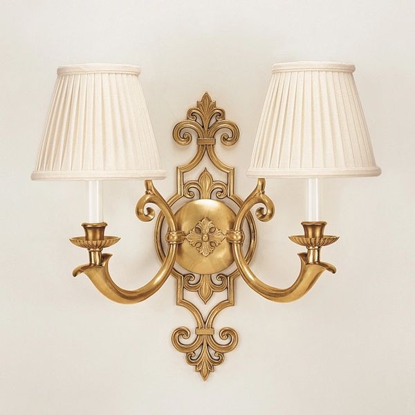Solid Brass Sconce with Pleated Shades