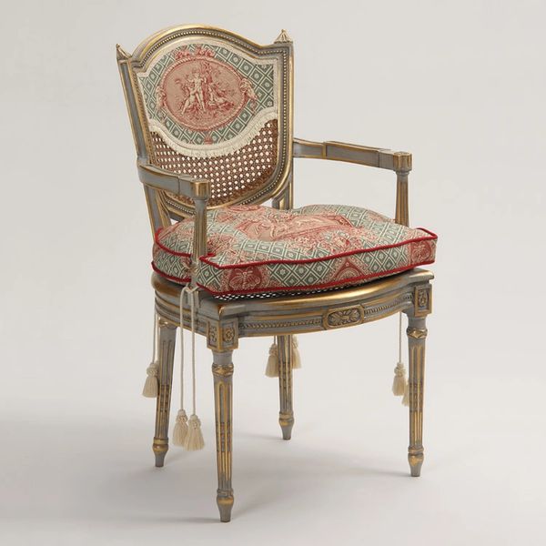 Louis XVI Armchair Carved Beech Colorful