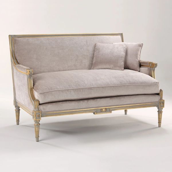 Louis XVI Settee Carved Beech Antique Gray