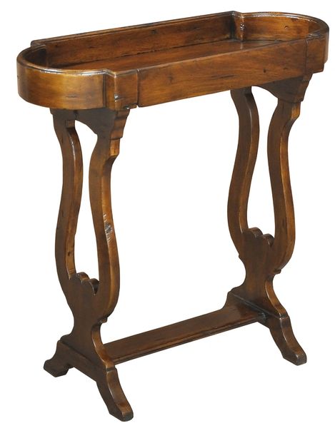 Solid Walnut Drop Front Gallery Side Table Hand-carved Lyre Legs Walnut Finish Free Ship