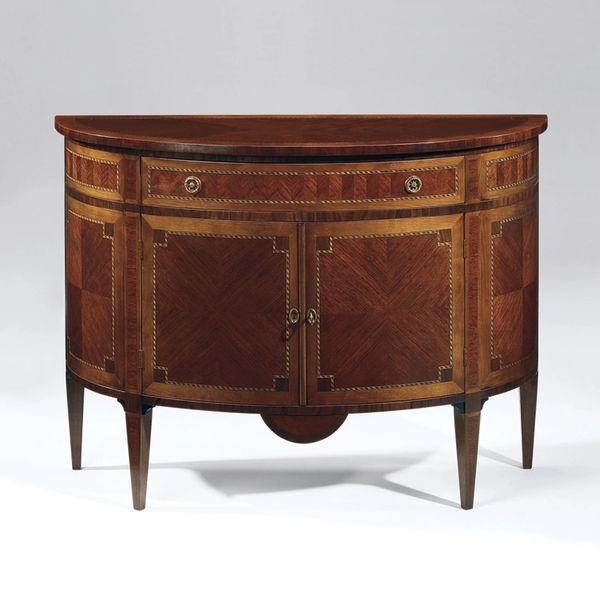 French Neoclassical Demilune Cabinet with Inlay Detail