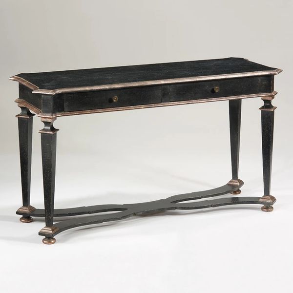 French Neoclassic Console in Antiqued Black Finish