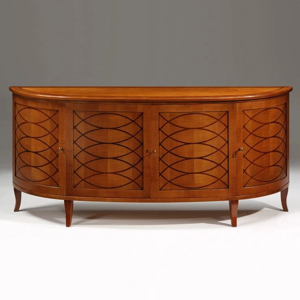 Art Deco Credenza in Demilune Shape with Cherry Finish