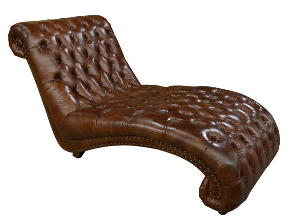 Tufted Leather Chaise Vintage Brown