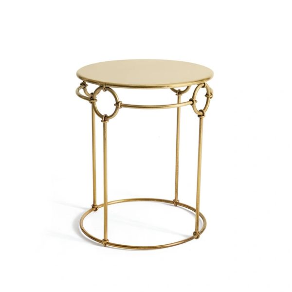 Brass Side Table Antiqued Iron Infinity Circle Martelle International