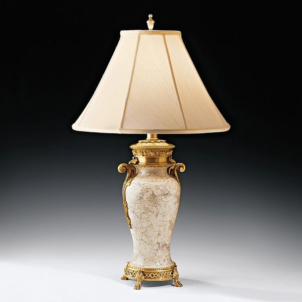 Eggshell Lamp Brass Trim Fabric Shade