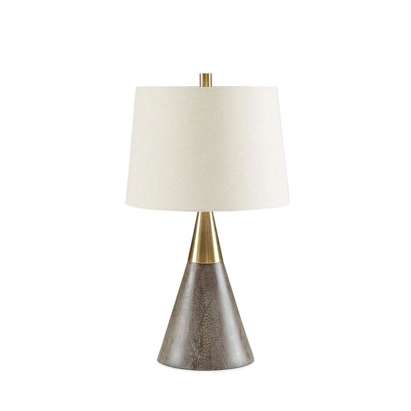 Cone Table Lamp Wood and Gold Accents