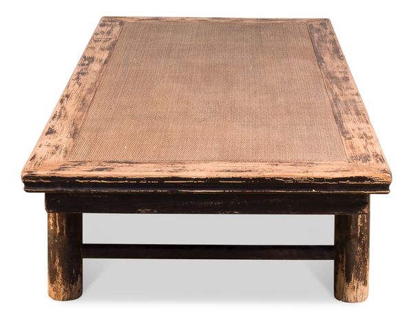 Distressed Coffee Table Reclaimed Pine w/ Rattan Top ...