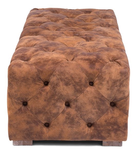 Tufted Ottoman Distressed Leather Brown Bravo Interiors