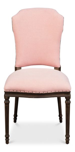 Side Chair Dining Pink Fabric Light Set of 2