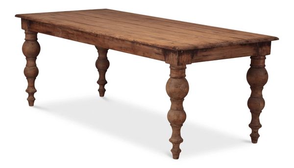 Dining Table with Turned Legs Pine Wood