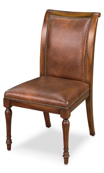 Side Chair Dining Brown Leather Set of 2