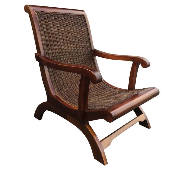 Wicker Chair Lounge Armchair Brown Wood