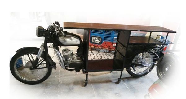 Motorcycle Bar Cabinet Wine Rack Bike