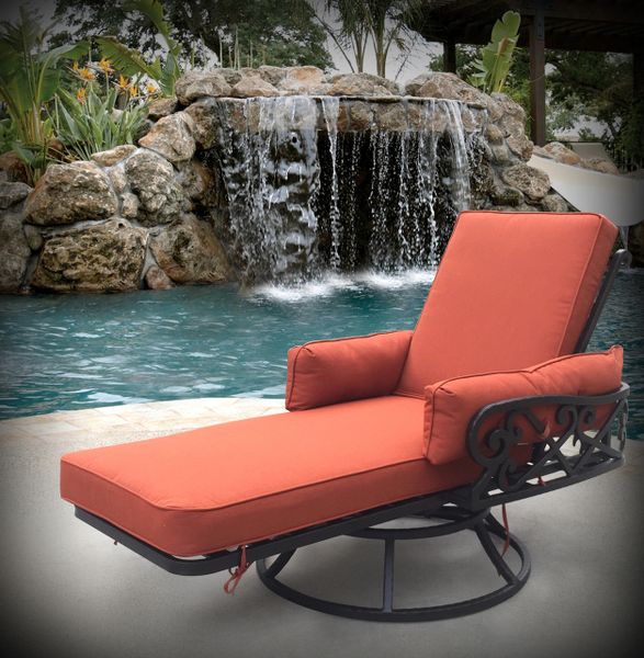 Outdoor Lounge Chair Swivel Blood Orange