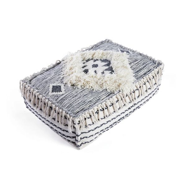 Kenney Pouf Blue and White Wool Seating