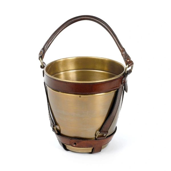 Equstrian Champagne Bucket Party Party Vueve Time Leather Antique Brass