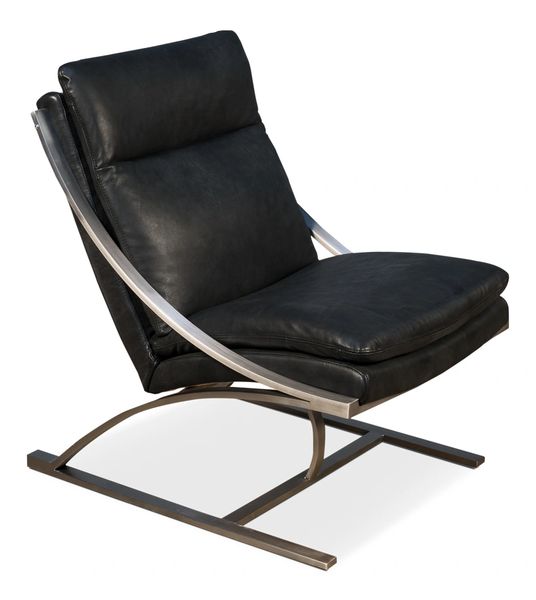 Black Leather Modern Stainless Steel Frame Chair