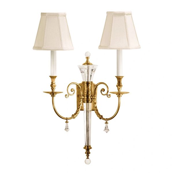 2 Light Antiqued Brass Sconce Electrified Crystal Accents