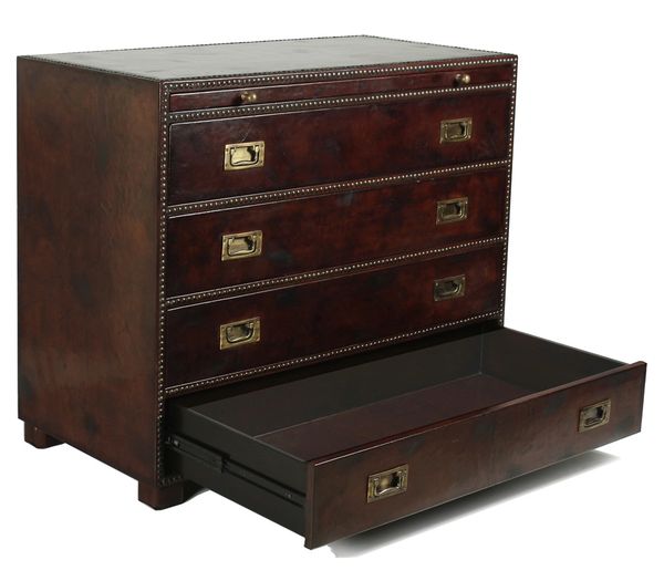 Leather #Chest of Drawers Nail Trim Hardwood Handmade Brown New Free shipping