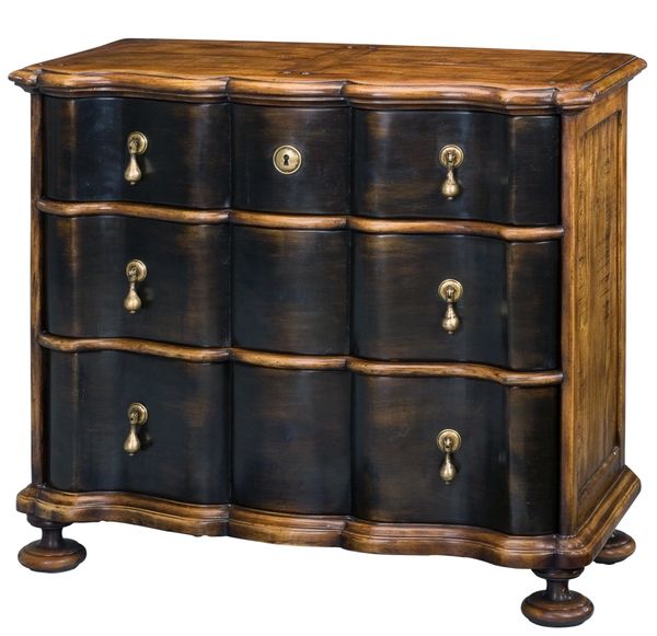 Chest of Drawers Solid Walnut Ebonized Black Accents Aged Bronze Pulls