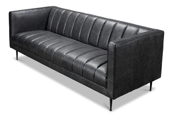 Granite Leather Modern Sofa Couch Contemporary New Transitional