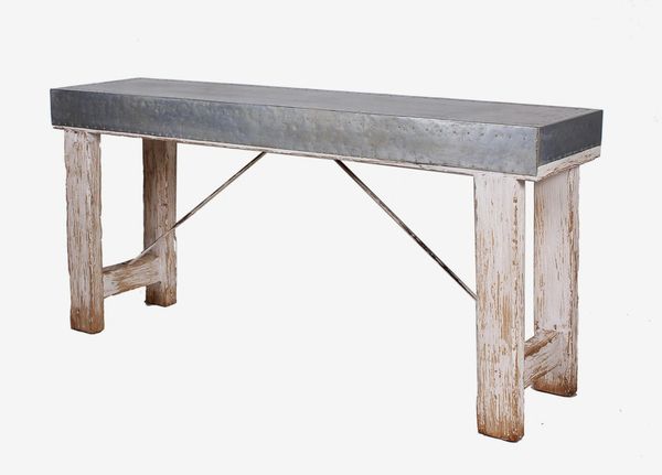 Zinc Console Table w/ Reclaimed Elm Wood | Bravo Interiors