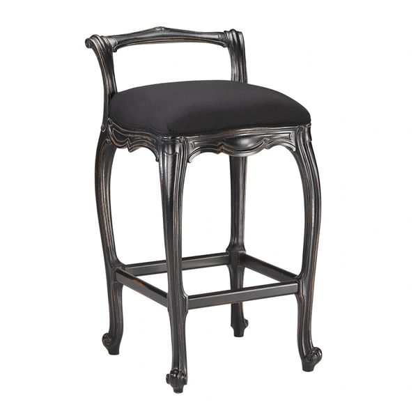 Counter Stool 18TH Century French Style Carved Wood Antique Black